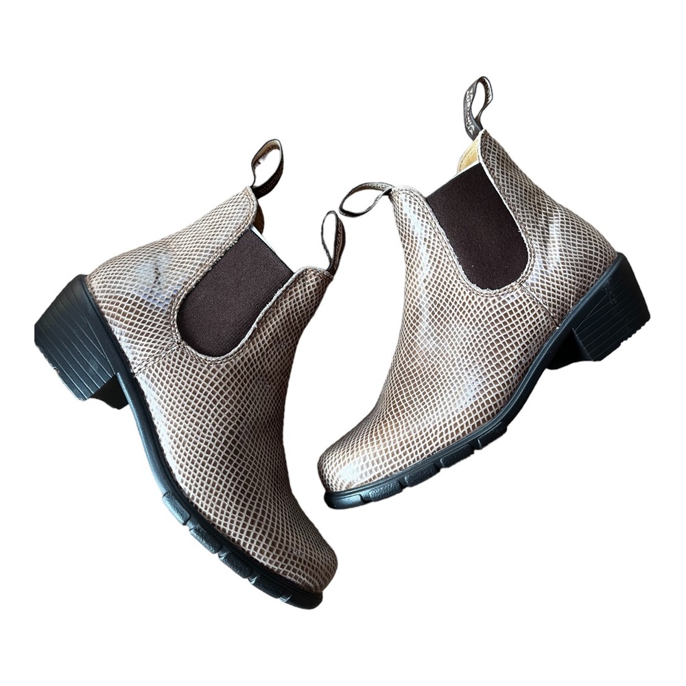 Blundstone Taupe Snake-Embossed Chelsea Ankle Boots